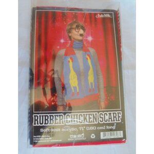 Archie McPhee - Rubber Chicken Scarf Blue Yellow Acrylic 71" - New in Box!